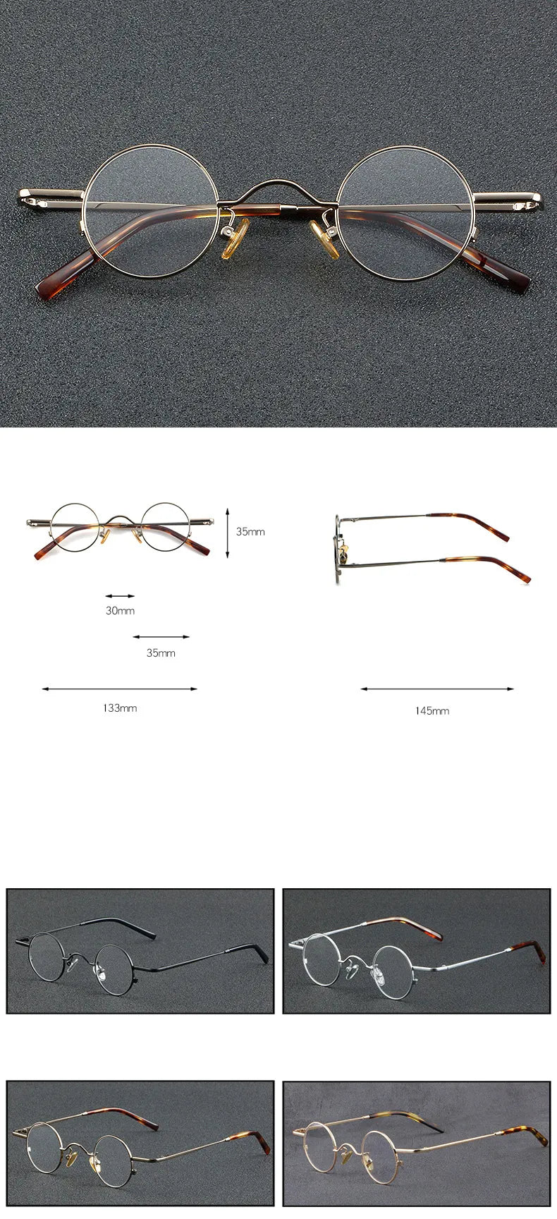 CCspace Unisex Full Rim Round Titanium Eyeglasses 56948 - Lightweight & Durable Frame for Men & Women - Perfect for Reading, Work & Everyday Use