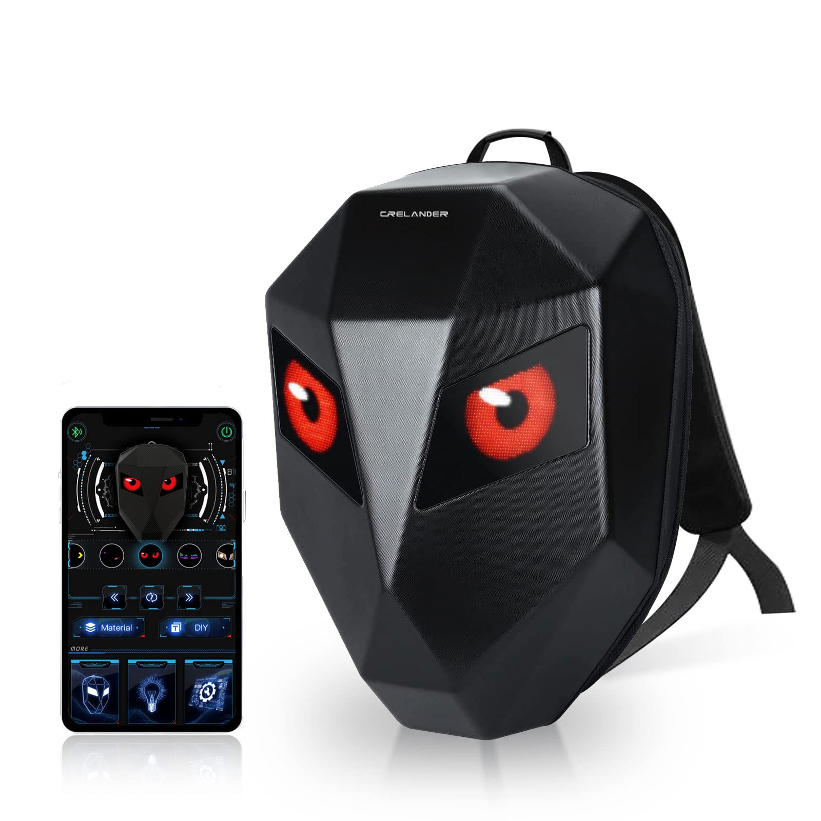 Programmable LED Motorcycle Backpack with Helmet Storage - Expandable Shoulder Bag for Hiking, Travel & Riding | Waterproof Daypack for Commuters & Outdoor Adventures