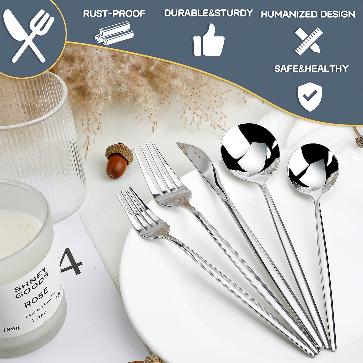 Premium 20-Piece 18/10 Stainless Steel Silverware Set for 4 - Knives, Forks & Spoons - Dishwasher Safe Flatware Cutlery Set - Perfect for Dining, Parties & Everyday Use