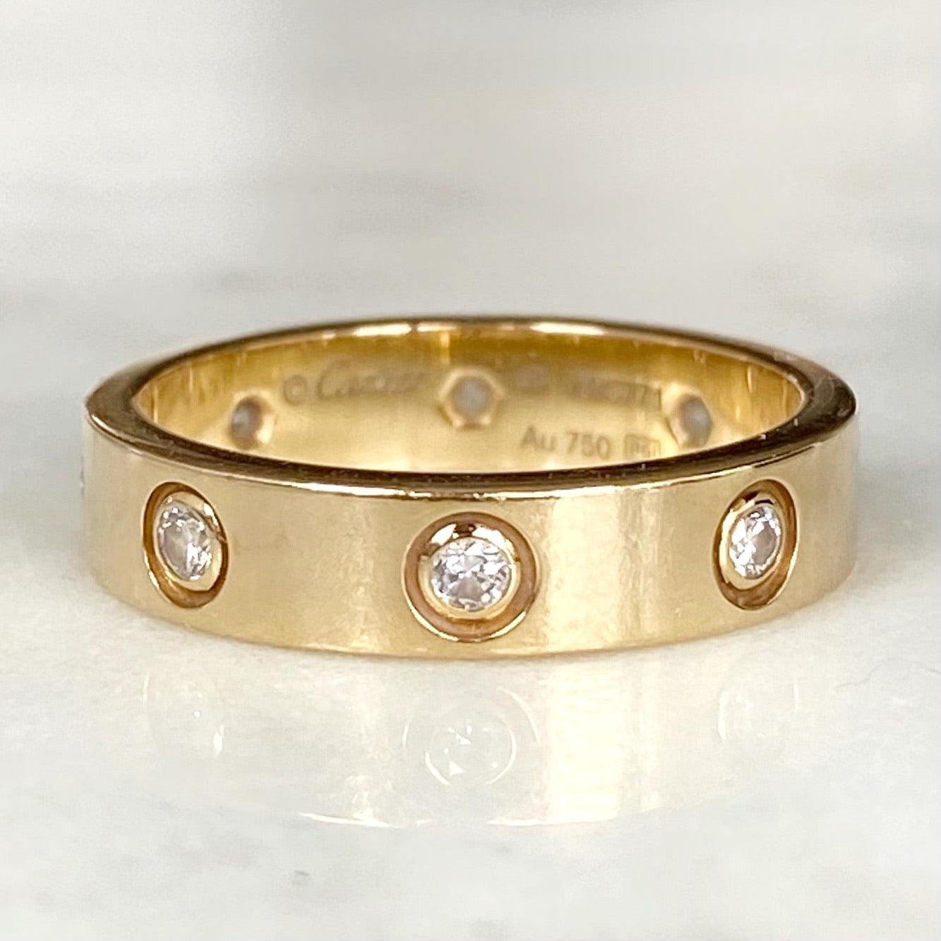 Cartier 18K Yellow Gold Love Ring with 8 Diamonds - Size 49 | Luxury Wedding Band, Anniversary Gift for Her, Romantic Jewelry for Special Occasions