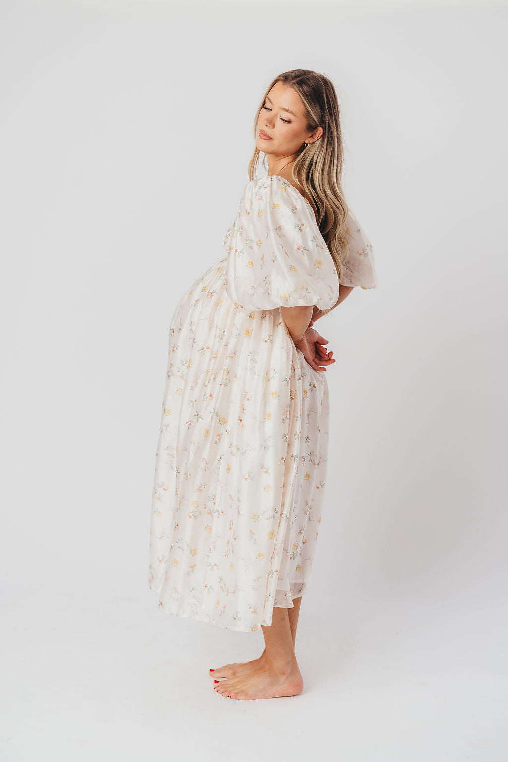 Harlow Maxi Dress - Tiny Yellow Floral Print, Bump Friendly Maternity Dress, Inclusive Sizing S-3XL | Perfect for Summer Weddings, Beach Vacations & Casual Outings