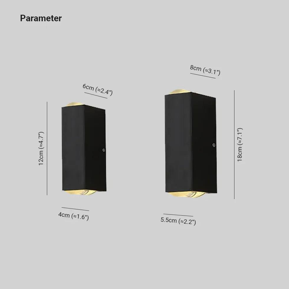 Black Rectangular Outdoor Wall Lights - Up and Down Lighting for Patio, Garden, and Exterior Home Decor