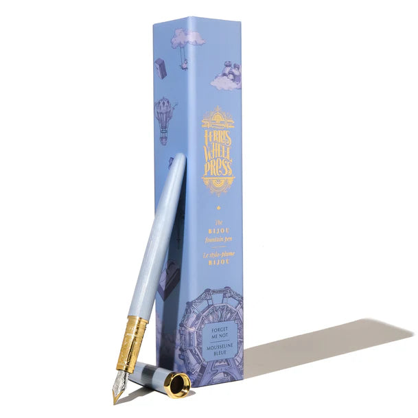 Ferris Wheel Press The Bijou Fountain Pen - Elegant Blue Forget-Me-Not Design for Writing, Journaling & Gift Giving | Premium Ink Pen for Calligraphy & Everyday Use