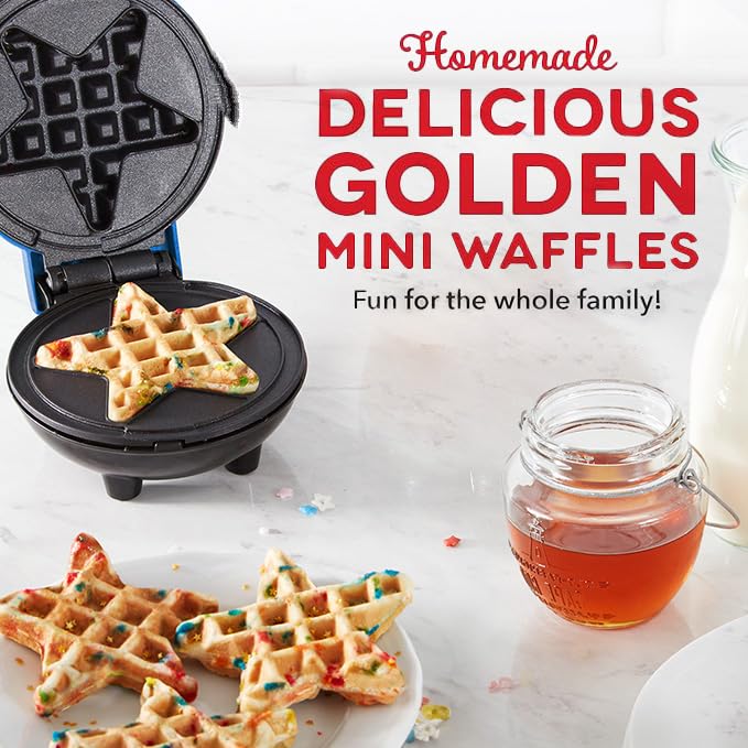 Dash Star Mini Waffle Maker - Navy Blue | Compact & Fast Waffle Maker for Breakfast, Snacks & Desserts | Perfect for Home, Office & Dorm Use