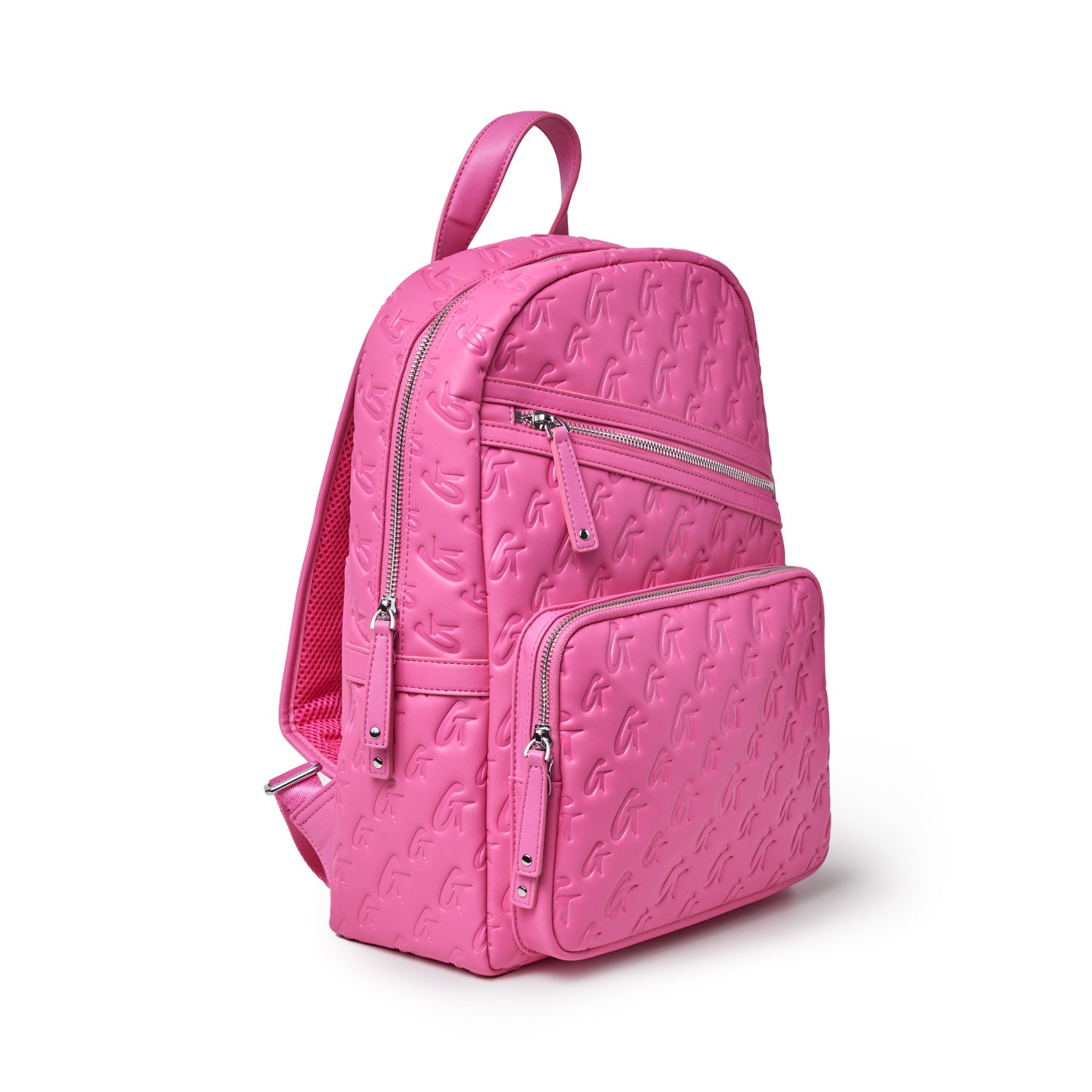 Monogram Backpack for Women - Stylish Hot Pink Laptop Bag for Work, School & Travel | Durable & Fashionable Daypack with Multiple Pockets