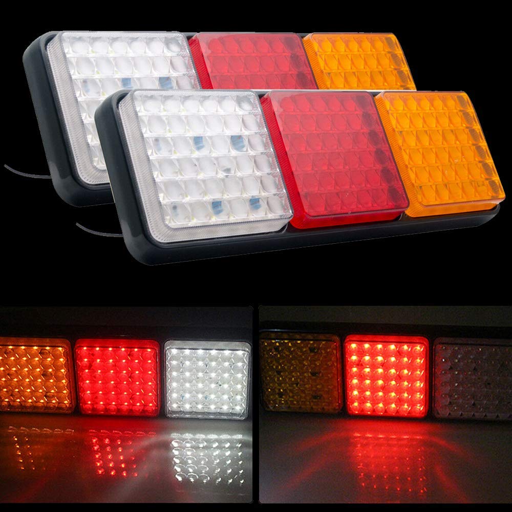 MASO 2x 108LED Waterproof Tail Lights - Brake Reverse Warning Lights for Trailers, Trucks, Boats, Buses & Vans (12-24V) - Durable Rear Lamps with Indicator Function for Safe Night Driving & Towing