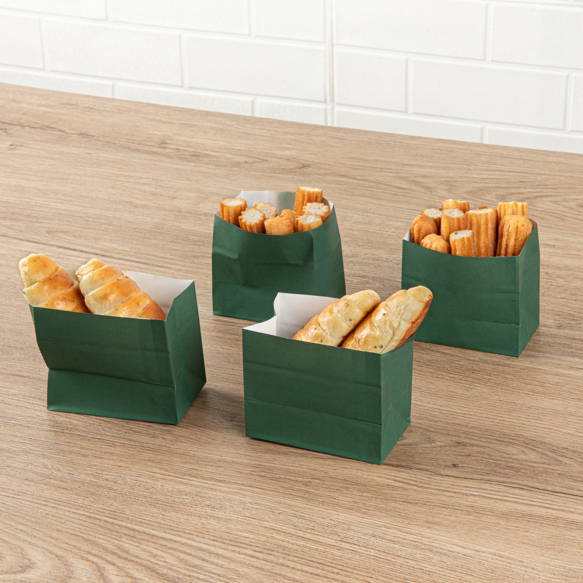 Eco-Friendly Forest Green Paper Snack Bags - 4.25