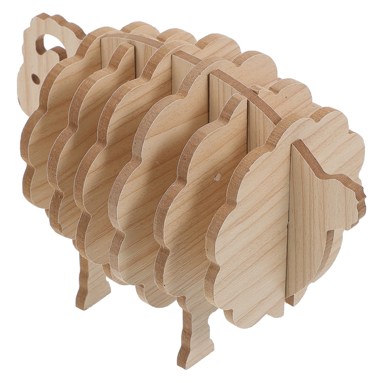 EXCEART 7-Piece Wooden Animal Placemat Set - Lamb Shape Coasters, Trivets & Pot Holders for Dining Table Decor | Heat-Resistant Kitchen Tableware Pads for Cups, Glasses & Tea Pots | Perfect for Farmhouse, Rustic & Cottage Style Home Decor