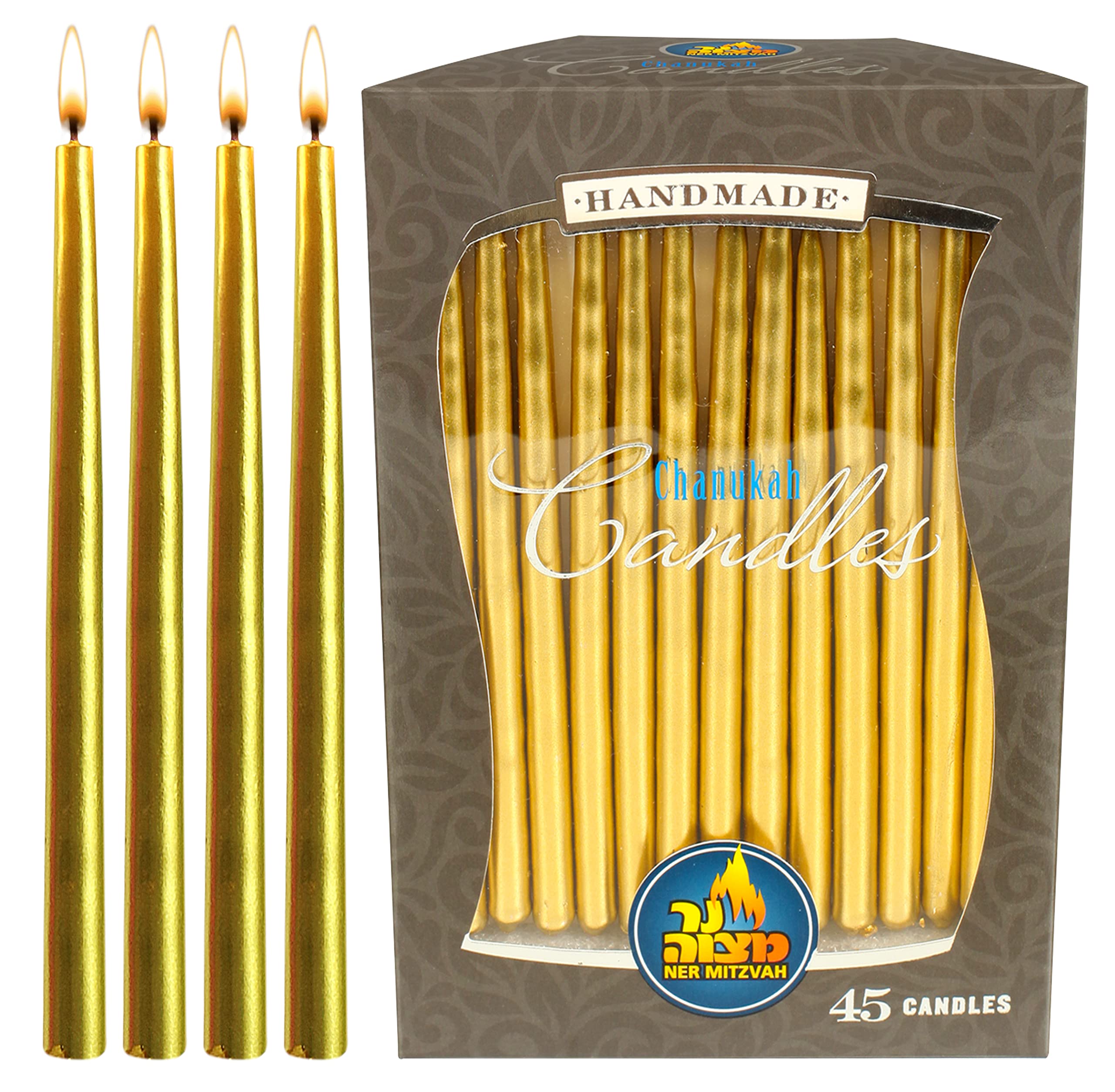 Premium Dripless Hanukkah Candles - 45 Count Metallic Gold, Fits Most Menorahs, High-Quality Wax for All 8 Nights of Chanukah - Perfect for Home Celebrations, Synagogue Events & Jewish Holiday Decorations