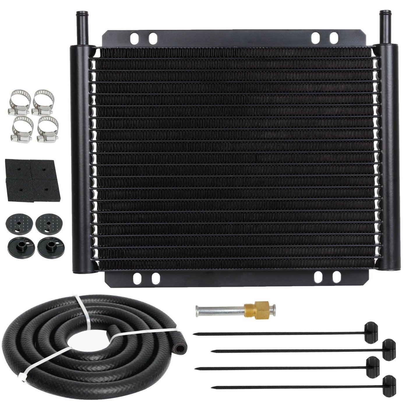 23 Row 6AN 3/8 Inch Universal Aluminum Oil Cooler Kit with Hose Fittings - High Performance Transmission & Engine Cooling for Cars, Trucks & Racing Vehicles