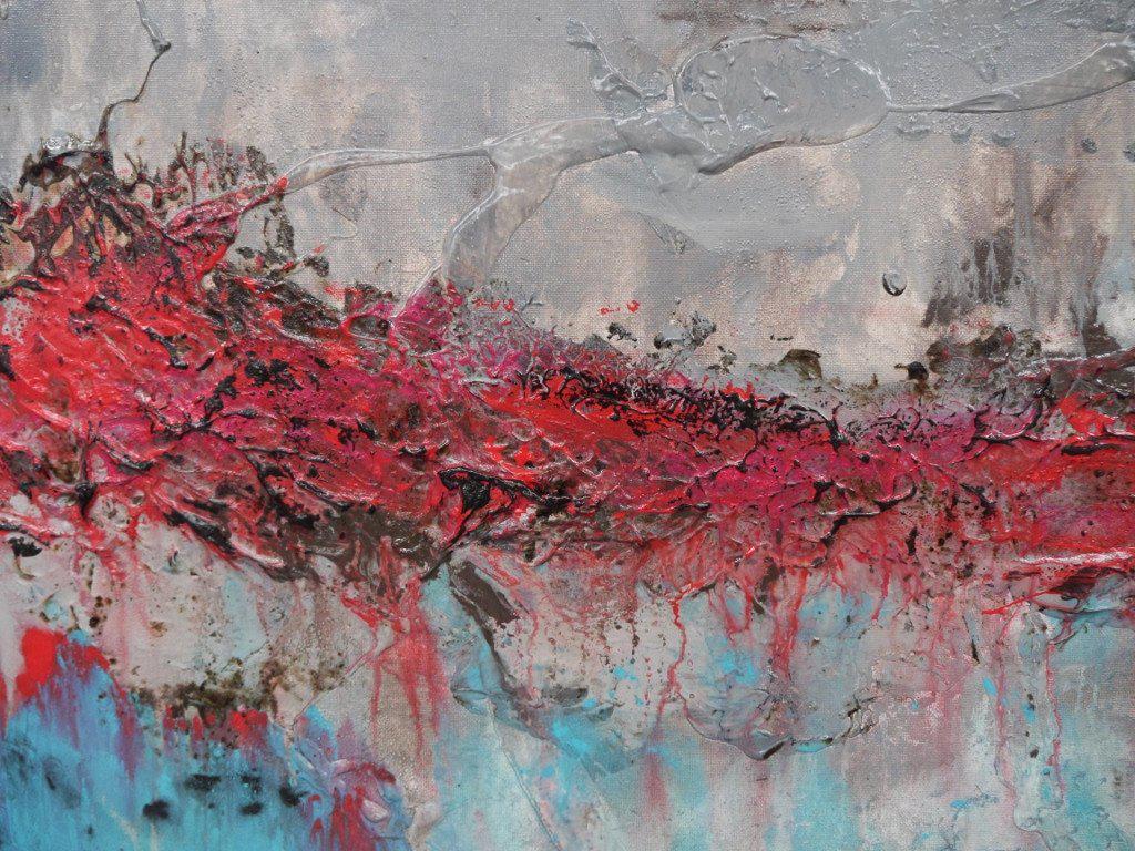 Abstract Aqua Red Wall Art - Modern Canvas Painting for Home & Office Decor - Perfect for Living Room, Bedroom, or Workspace