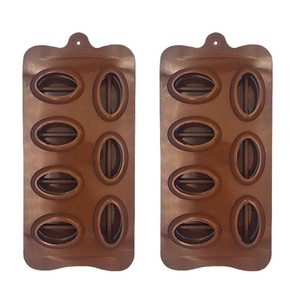 DOITOOL 2PCS Silicone Ice Cube Molds - Coffee Bean Shaped Chocolate & Candy Molds for Baking, Cake Decorating, Cocktails, and Party Desserts