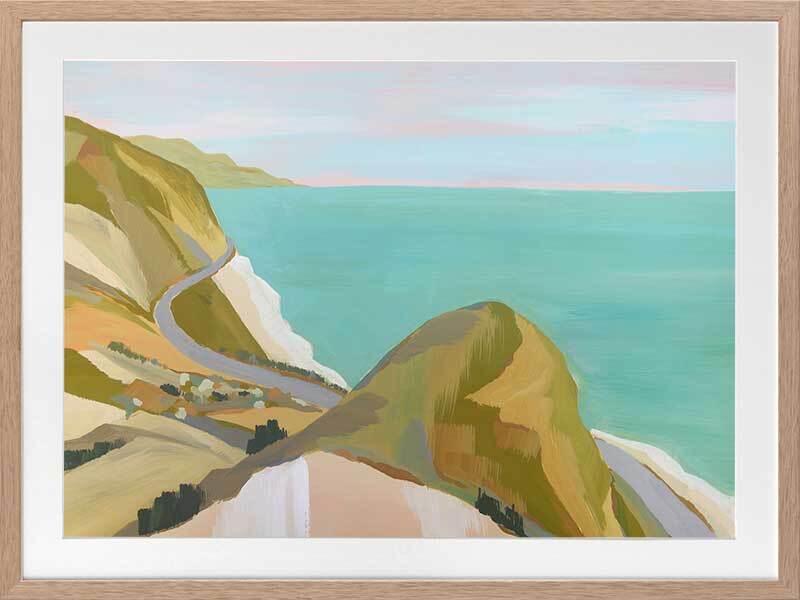Coastal Drive Framed Art Print - Beach Landscape Wall Decor for Living Room, Bedroom & Office - Perfect for Coastal & Nautical Home Decor