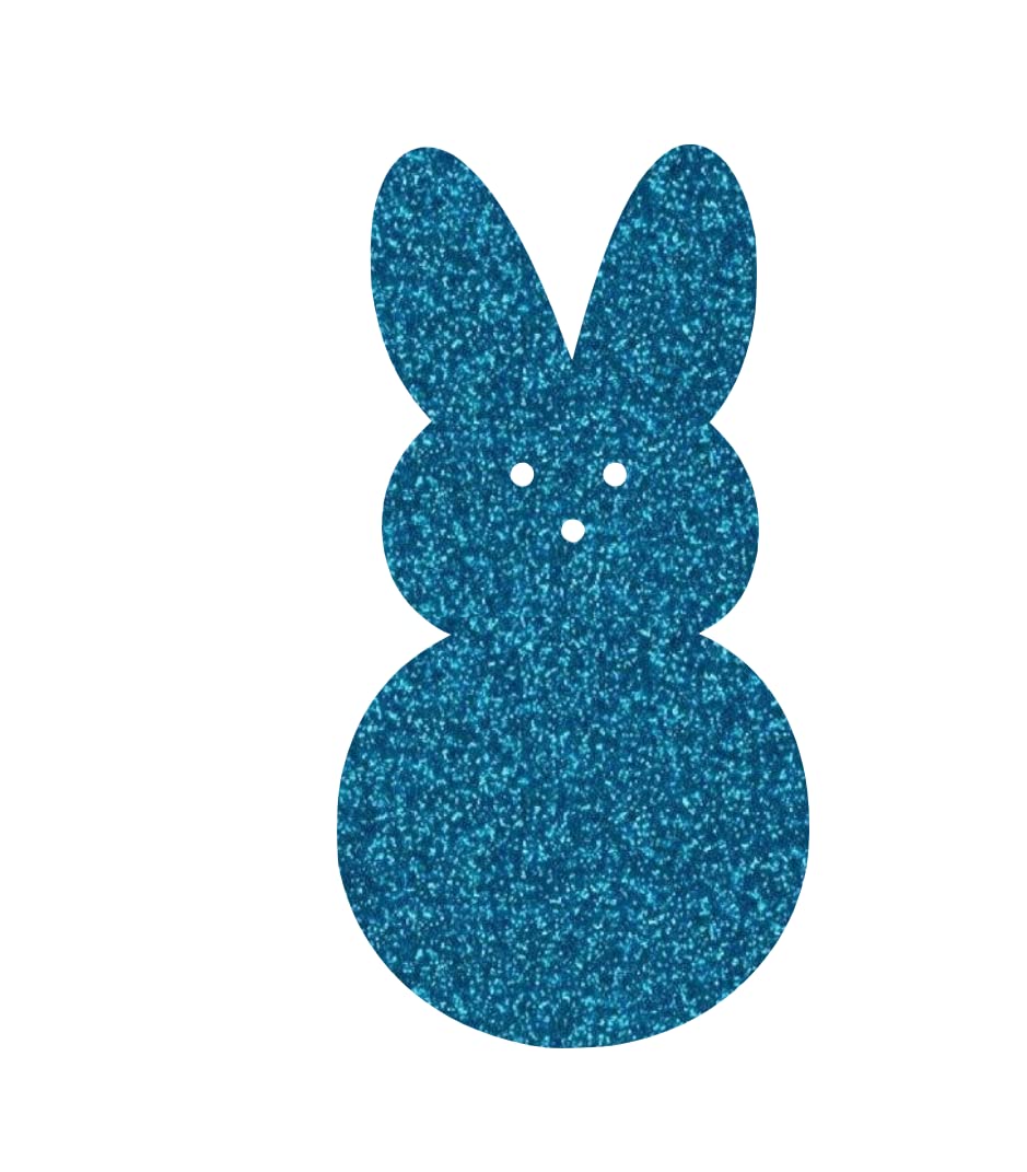 Bunny Iron On Decal - Easter Bunny Heat Transfer Patch for DIY Crafts, Kids Easter Gifts & Apparel Decoration (Blue Glitter) - Perfect for T-Shirts, Tote Bags & Easter DIY Projects