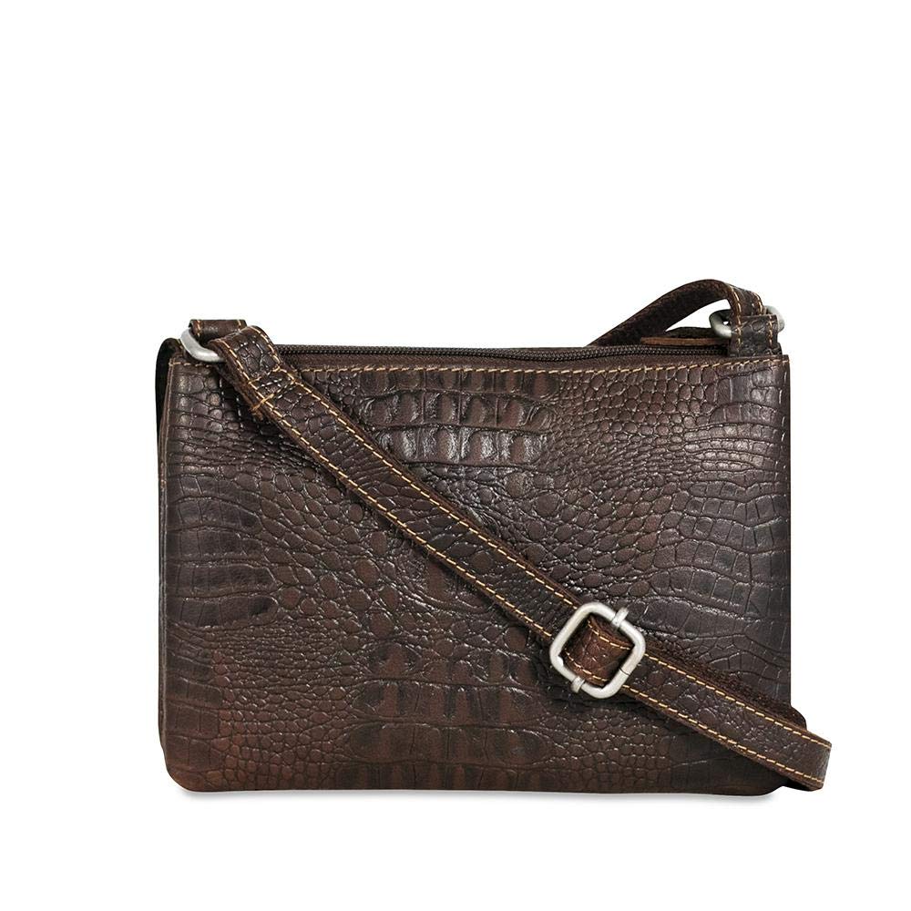 Jack Georges HB672 Hornback Crocodile Leather Wallet on String - Premium Brown Men's Wallet for Everyday Use, Travel & Business