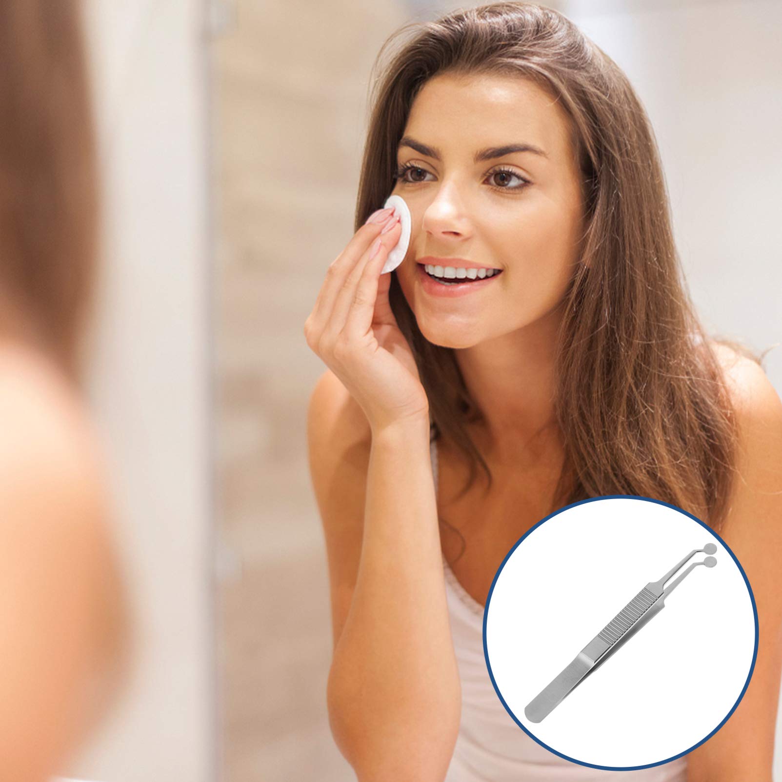 TEHAUX Stainless Steel Eyelid Massager - Round Head Meibomian Gland Forcep for Eyelash Care & Dry Eye Relief | Perfect for Spa, Salon & Home Eye Care Routine