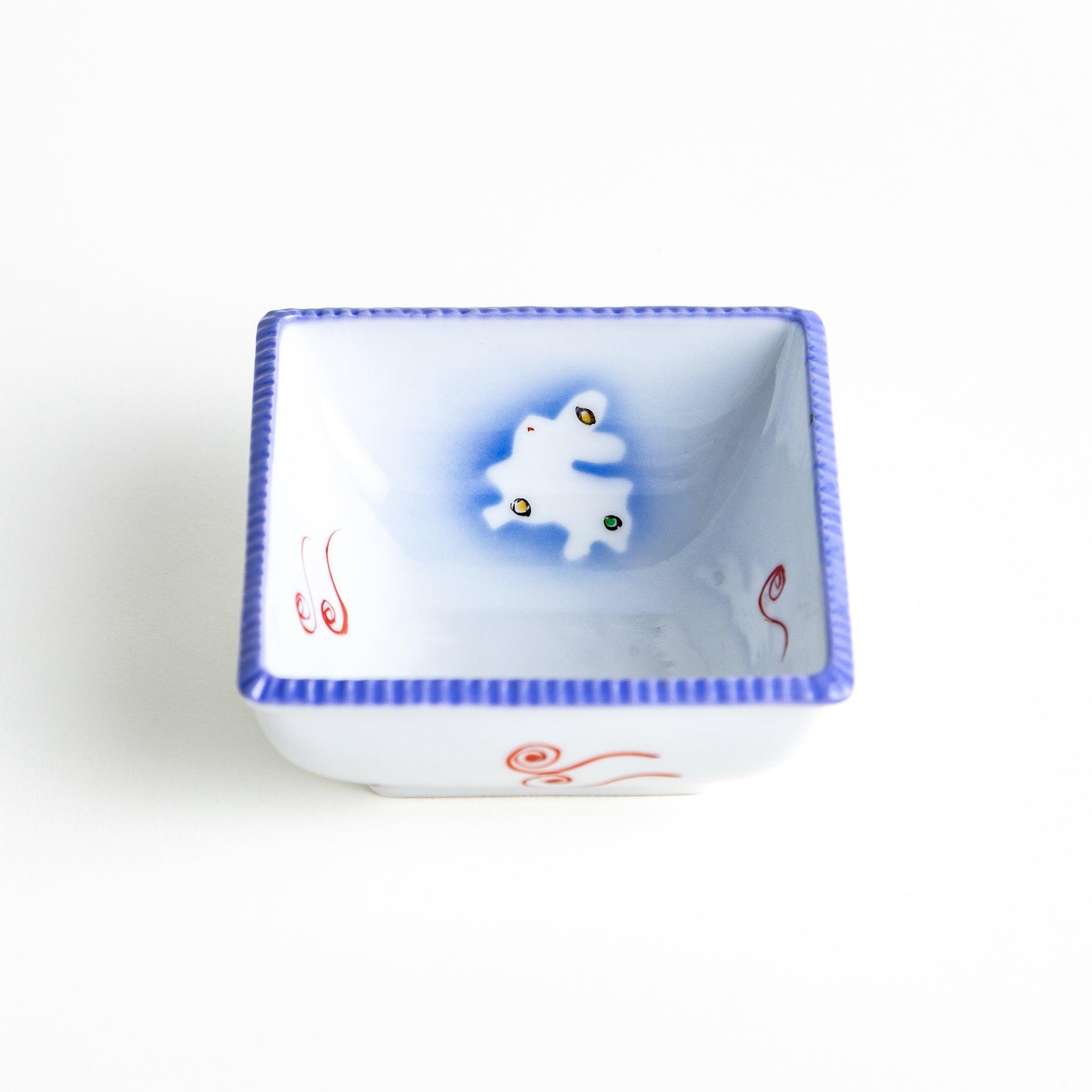 Elegant Rabbit & Snowflake Square Dessert Bowl Set - Porcelain Small Plates for Ice Cream, Pudding, Fruit - Perfect for Holiday Parties, Tea Time & Gift Giving