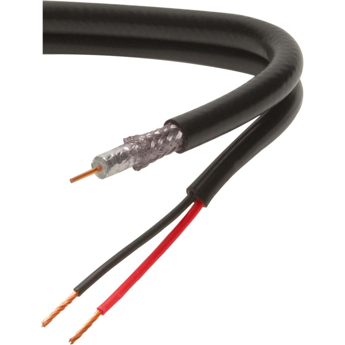 High-Quality RG6U Coaxial Cable with Power Cable - 500ft Black for Home Theater, CCTV, and Satellite TV Installation