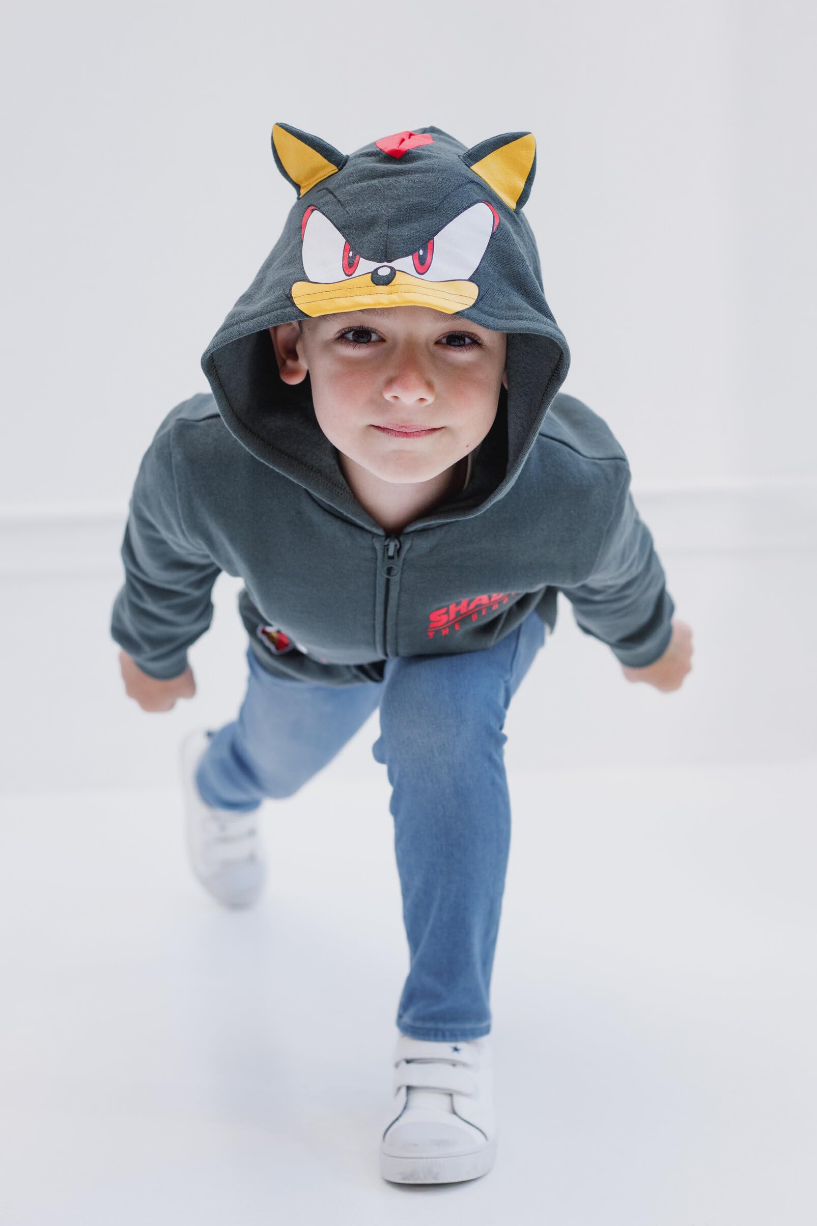 SEGA Sonic the Hedgehog Shadow & Knuckles Fleece Zip-Up Hoodie for Kids - Warm & Cozy Pullover for Toddlers to Big Kids - Perfect for Playdates, School & Outdoor Adventures