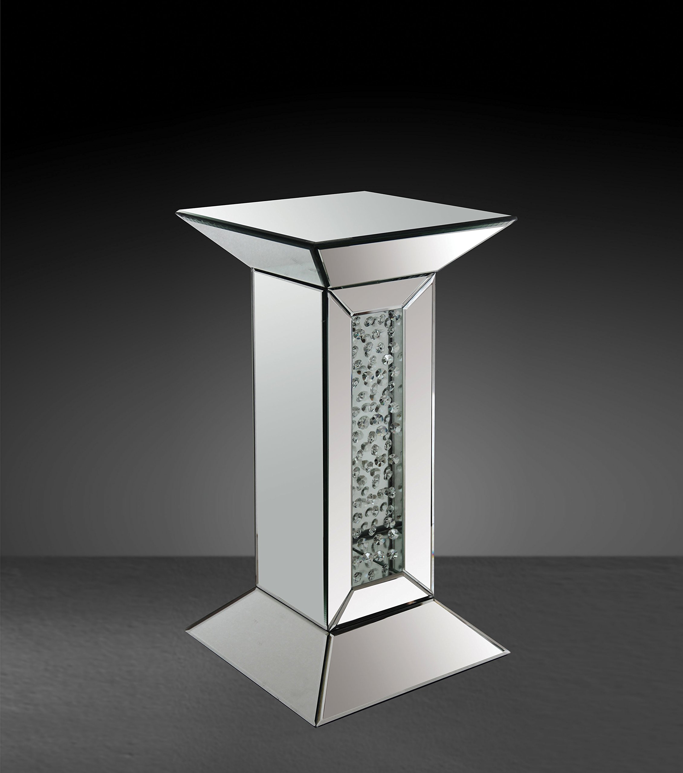ACME Furniture St Nysa Mirrored Pedestal Stand - Elegant Display Stand for Home Decor, Jewelry & Collectibles | Perfect for Living Room, Bedroom or Entryway