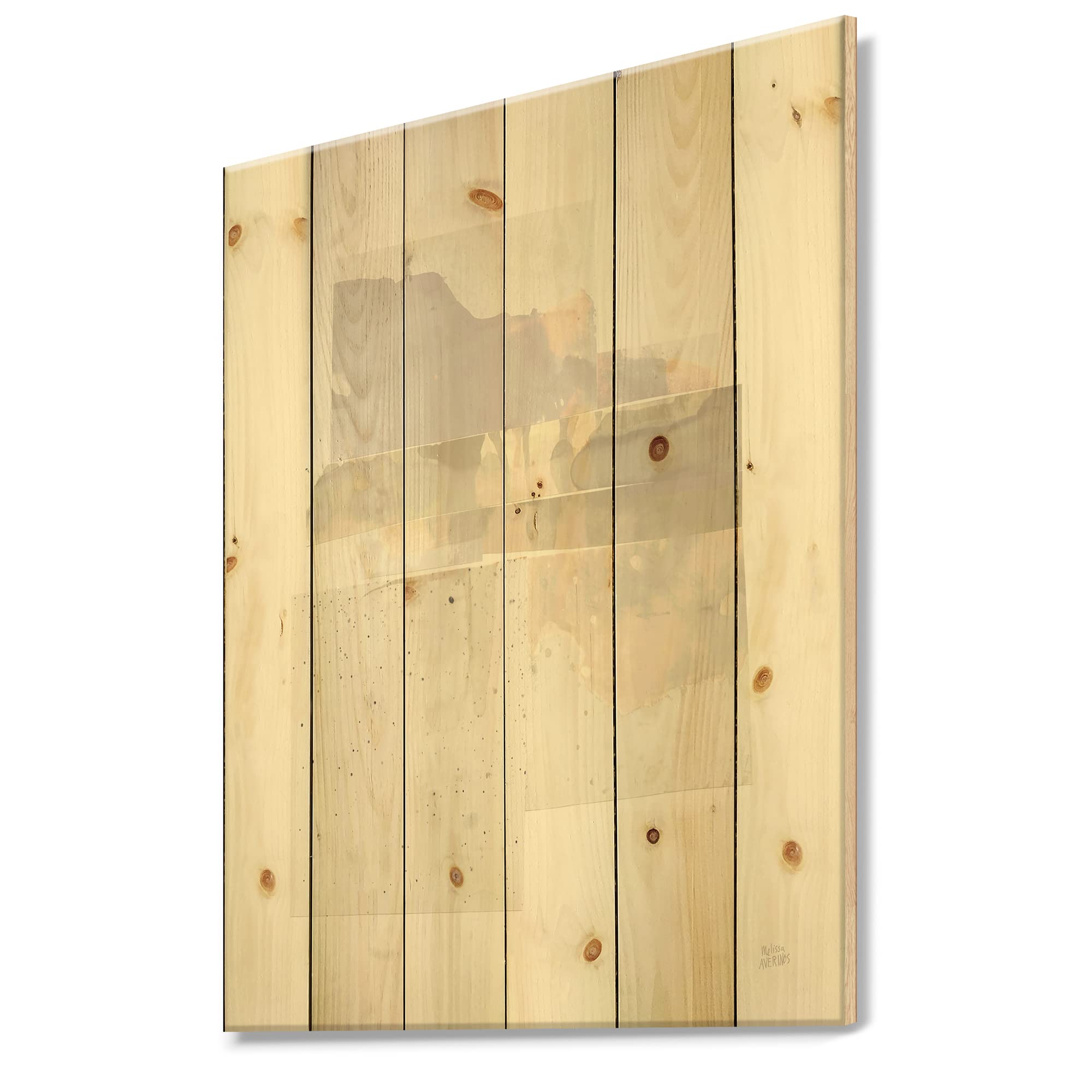 DesignQ Geometric Neutral Form III Shabby Chic Wood Wall Decor - Brown Abstract Wood Wall Art, Large Natural Pine Wood Panel for Living Room, Bedroom & Office Decor