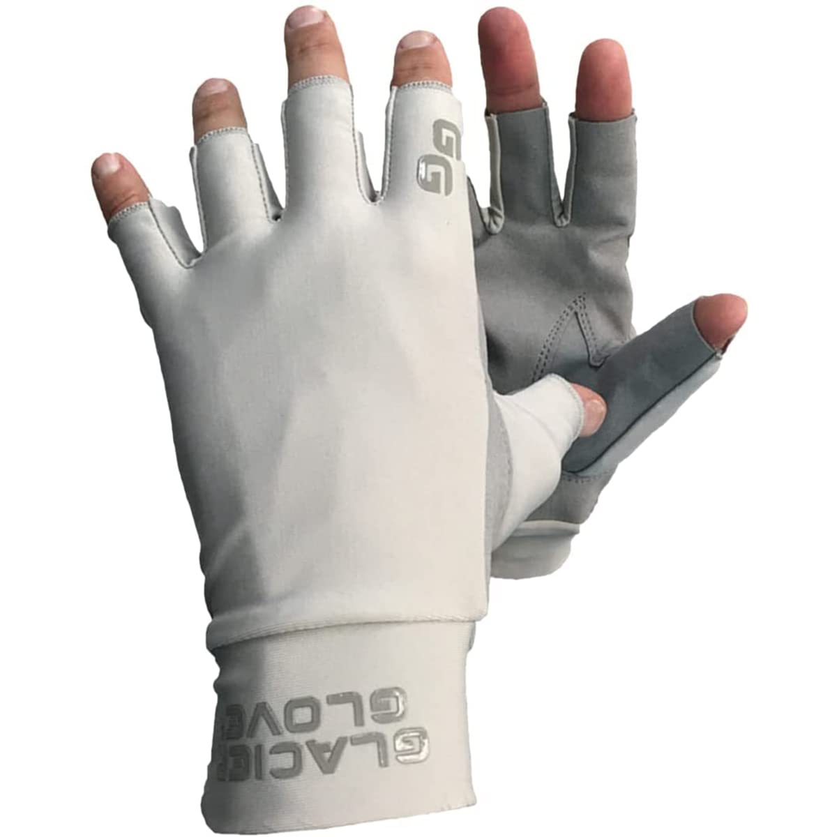 Glacier Glove Ascension Bay Fingerless Sun Gloves for UV Protection - Light Gray - Perfect for Fishing, Hiking, and Outdoor Activities