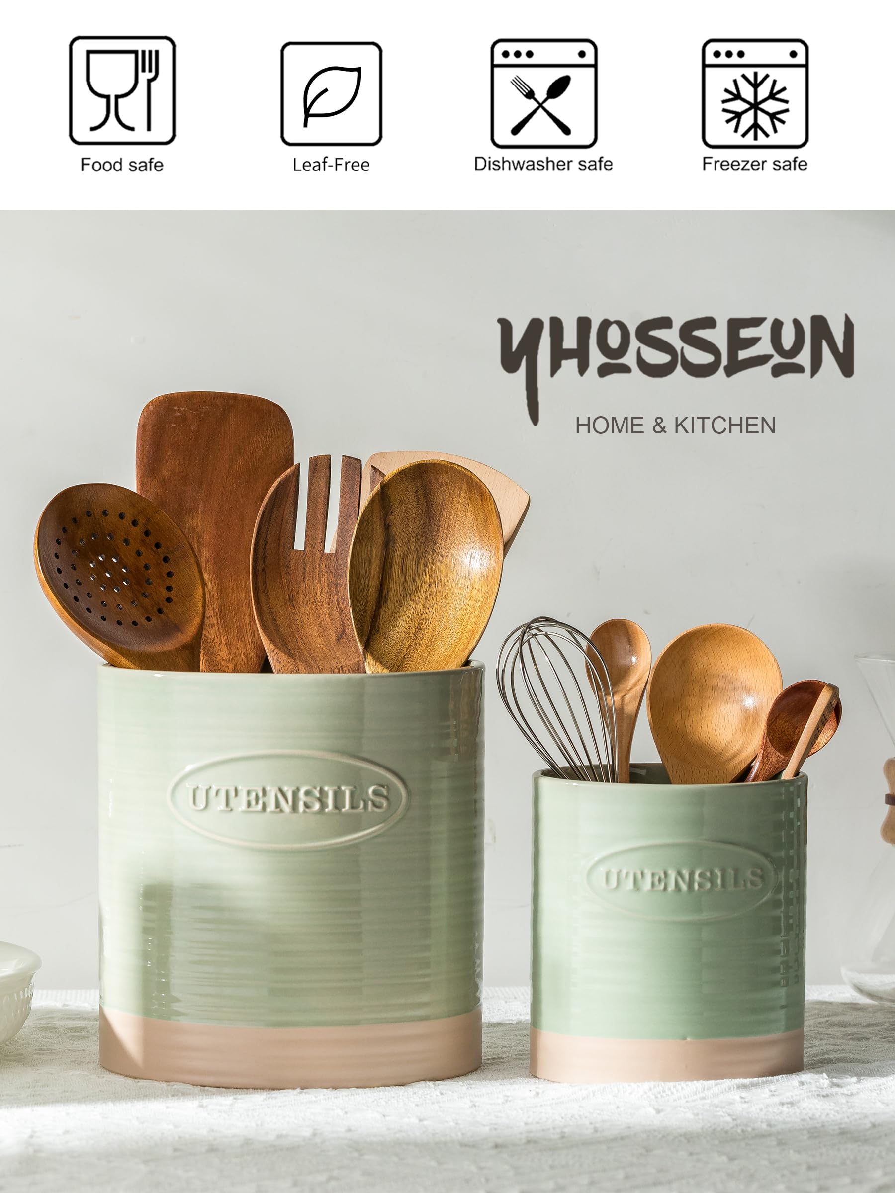 YHOSSEUN Ceramic Kitchen Utensil Holder Set of 2 - 6.7