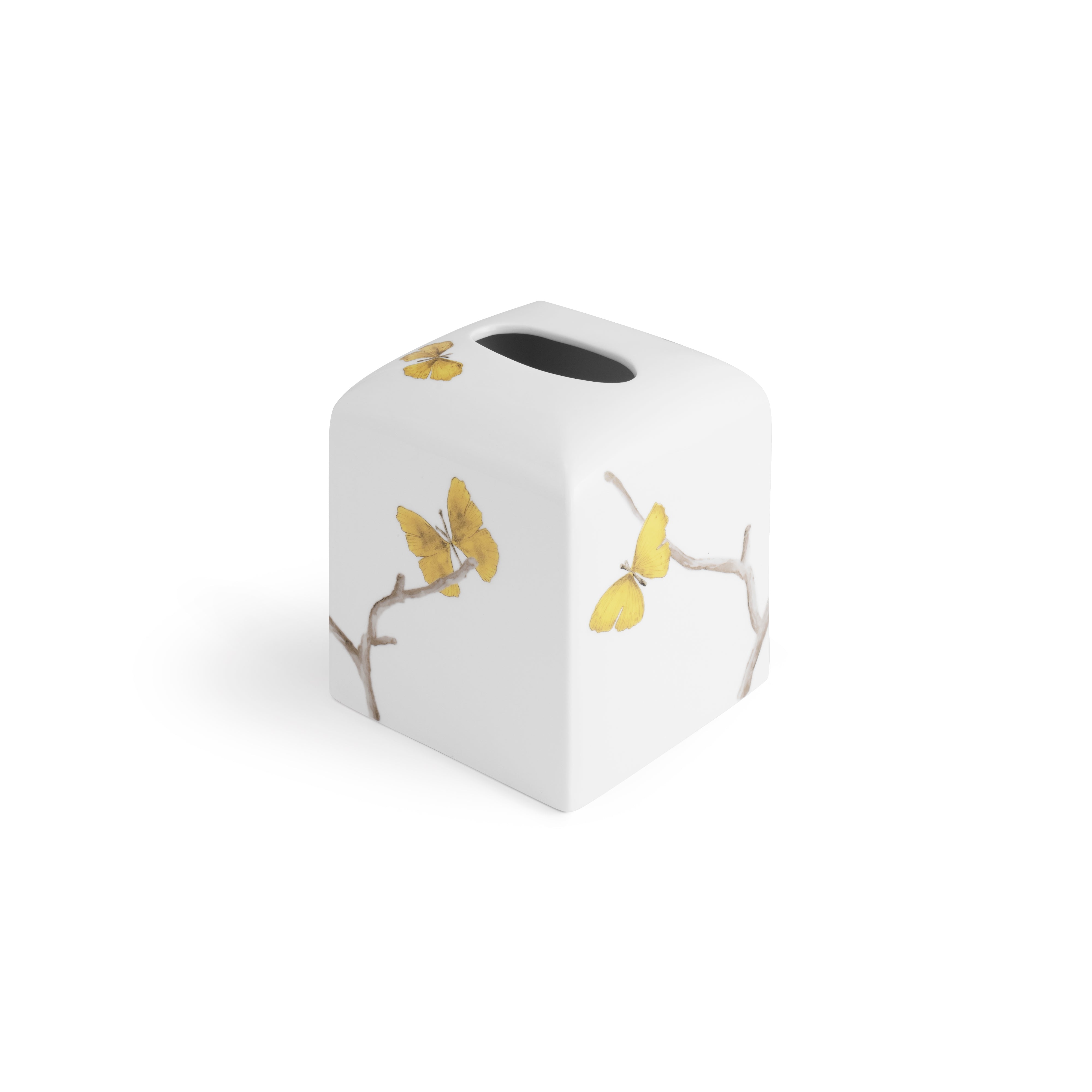 Butterfly Ginkgo Porcelain Bathroom Set - Elegant Soap Dish, Toothbrush Holder & Tumbler for Spa-Like Luxury at Home