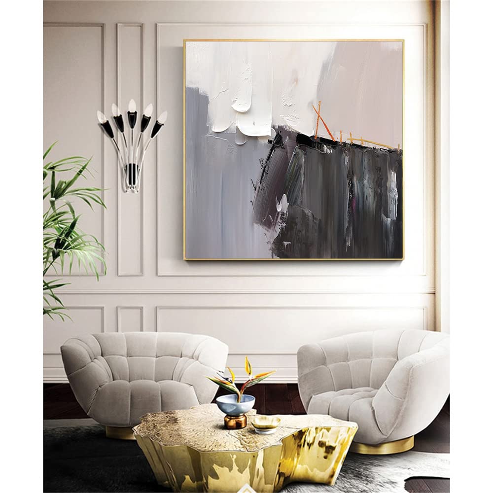 100% Hand-Painted Original Oil Painting - Modern Abstract Pink Flower Artwork 40x40 Inches, Frameless Canvas Wall Decor for Living Room, Bedroom & Office | Modern Minimalist Home Decor
