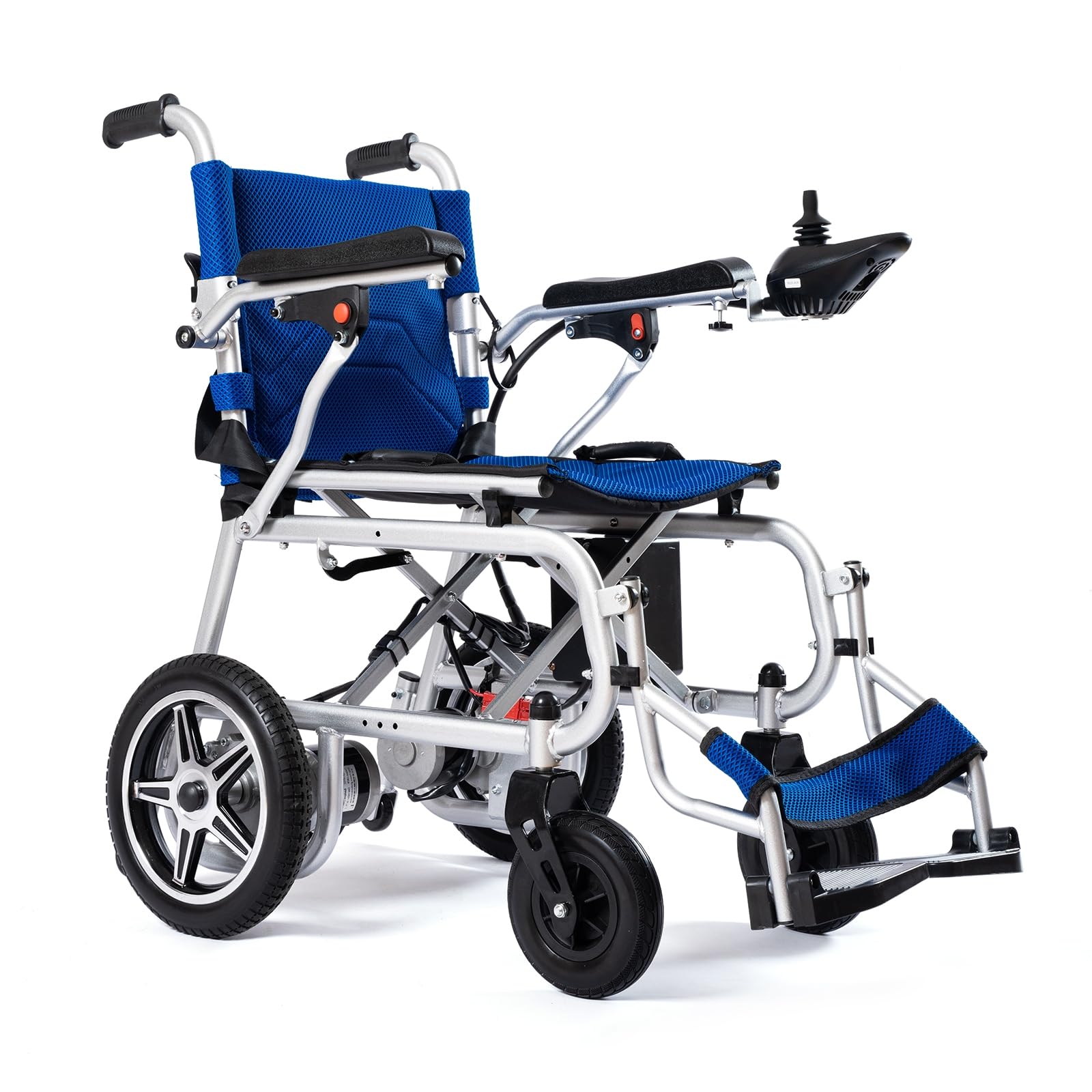 Alton Artemis Pro Lightweight Foldable Electric Wheelchair for Seniors - 250W Dual Motor Power Wheelchair with Long Range Battery - Portable Travel-Friendly Mobility Scooter for Elderly & Disabled - Perfect for Indoor Use, Outdoor Adventures & Air Travel (Blue)