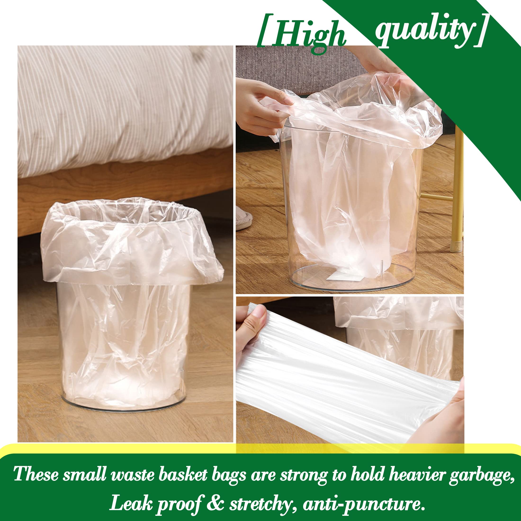 Hommaly 120-Count 2.6 Gallon Small Clear Trash Bags - Strong 2.5 Gallon Garbage Bags for Bathroom, Office & Waste Baskets | Unscented Mini Plastic Bin Liners Fits 6-10 Liter (2-2.6 Gal) Trash Cans | Perfect for Home, Kitchen, Bathroom & Office Organization