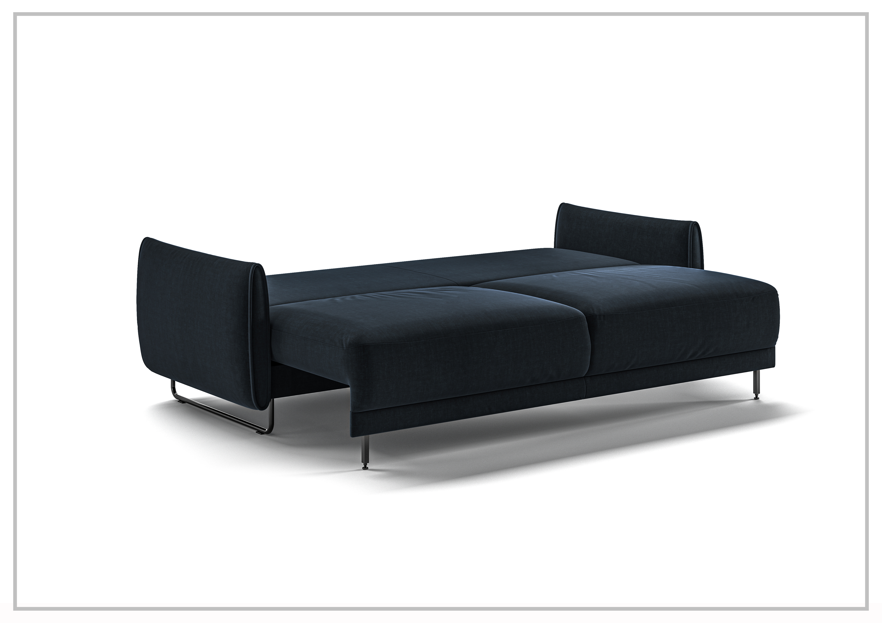 Luonto Dolphin Fabric Full XL Sofa Sleeper with High Black Legs - Convertible Sleeper Sofa for Small Spaces, Guest Room & Living Room Furniture