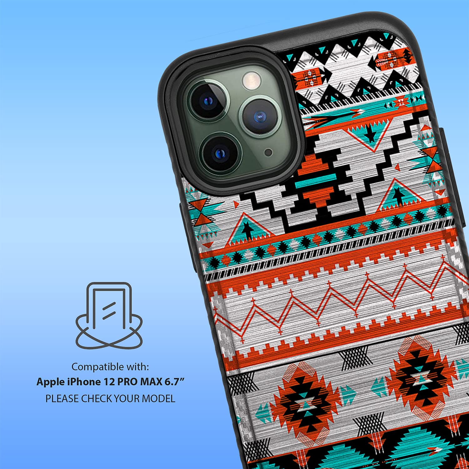 Premium Dual Layer Shockproof Case for Apple iPhone 12 Pro Max - Slim Brushed Armor Design with Western Pattern | Perfect for Outdoor Adventures & Daily Protection