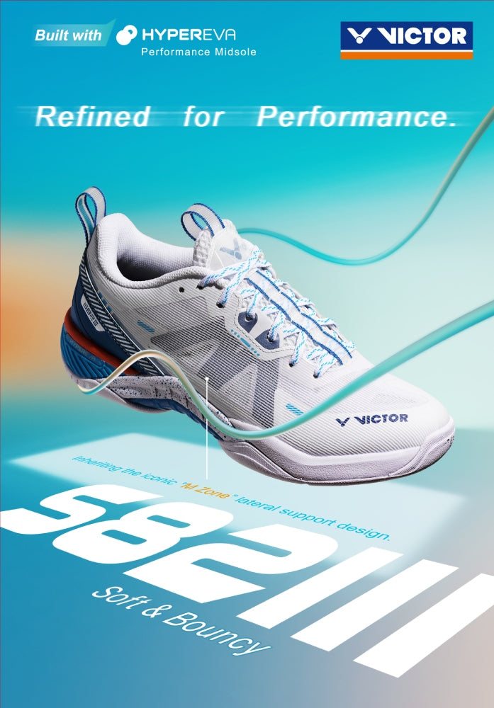 Victor S82III NitroLite L Badminton Shoes for Men & Women - Lightweight Badminton Court Shoes with Cushioning - Lunar White - Perfect for Indoor Sports & Training