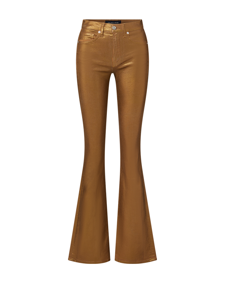 Beverly Metallic Skinny Flare Jeans for Women - High Waist Stretch Denim Pants with Shiny Finish | Perfect for Night Out, Party, and Casual Wear