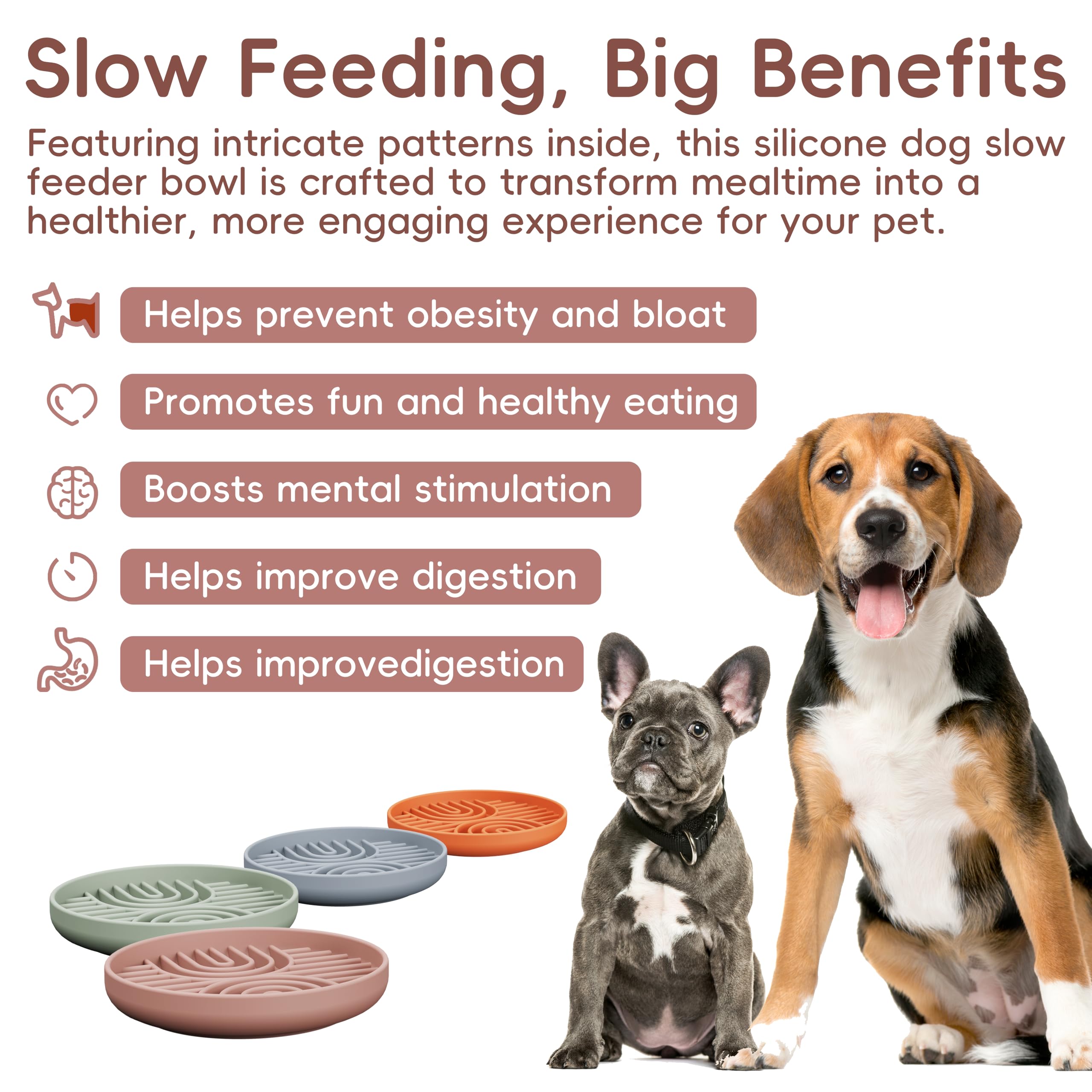 **Slow Feeder Dog Bowls – Non-Slip Silicone Puzzle Bowl for Dogs & Puppies | Reduces Anxiety & Promotes Healthy Eating | Dishwasher Safe for All Breeds | Perfect for Fast Eaters & Mealtime Enrichment (Pink)**