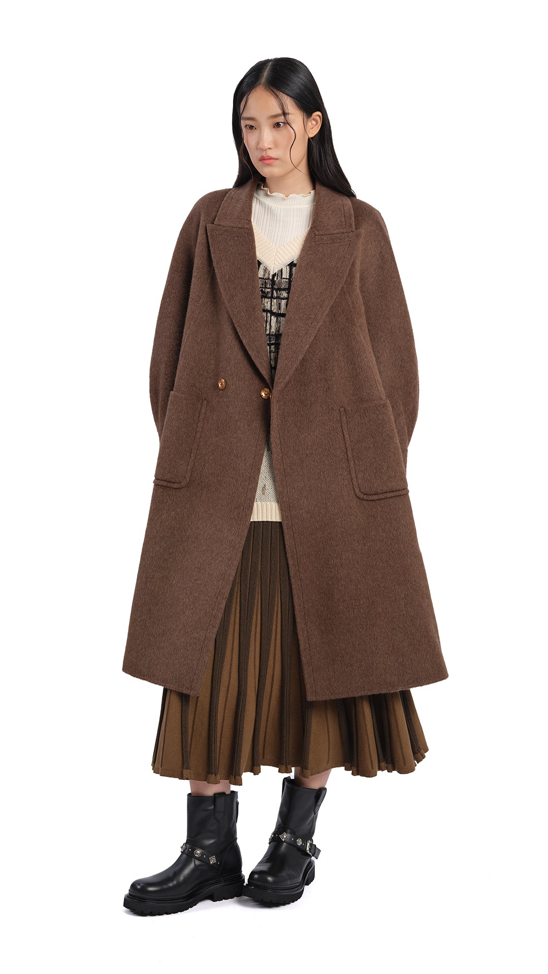 Double Face Coat for Women - Reversible Winter Jacket with Pockets | Warm & Stylish Outerwear for Cold Weather, Work & Casual Outings