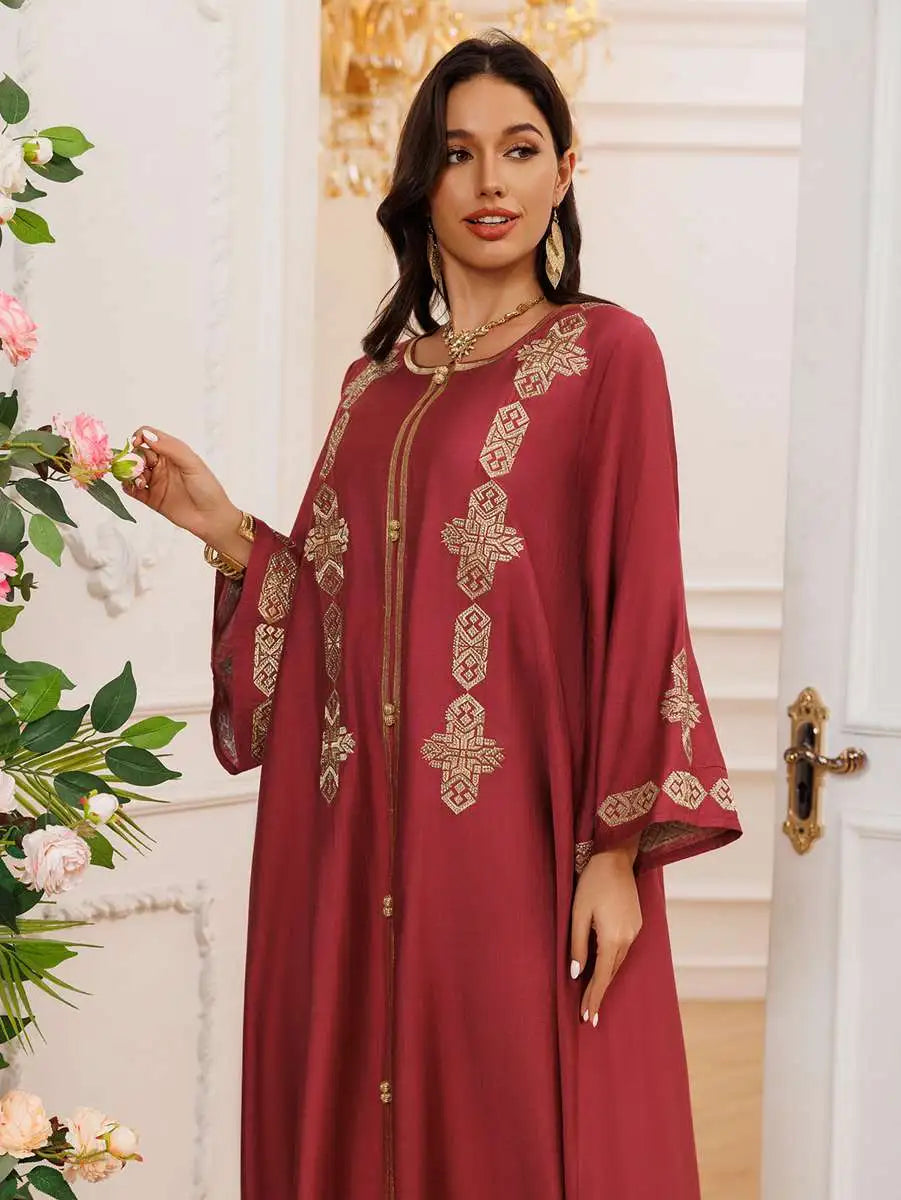 Elegant Eid Caftan Dress for Women - Traditional Middle Eastern Kaftan with Embroidery - Perfect for Eid Celebrations, Weddings & Special Occasions