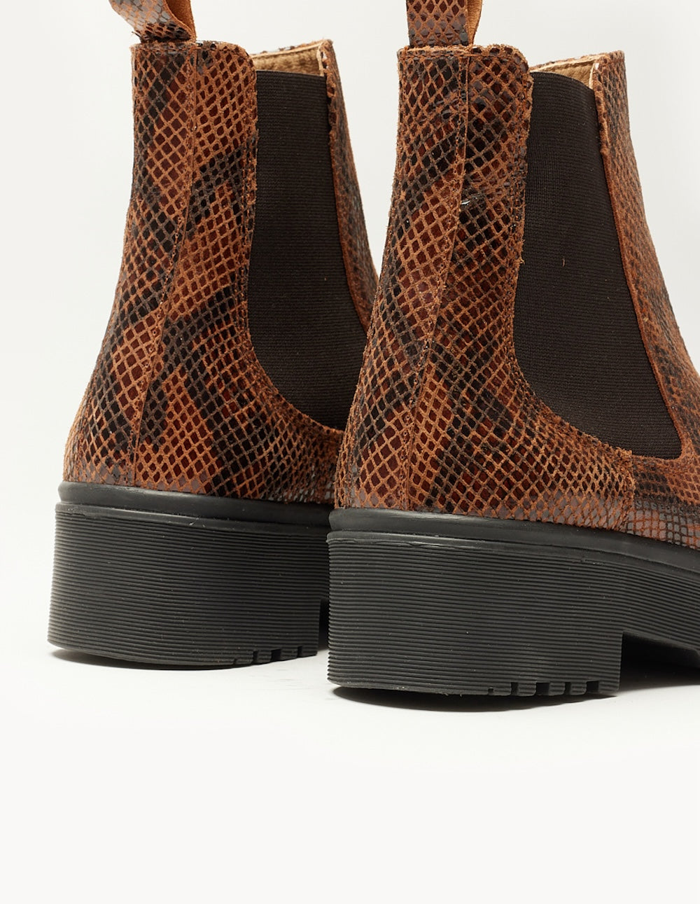 Flora Brown Python Leather Ankle Boots - Stylish & Comfortable Women's Boots for Casual Wear, Office & Night Out