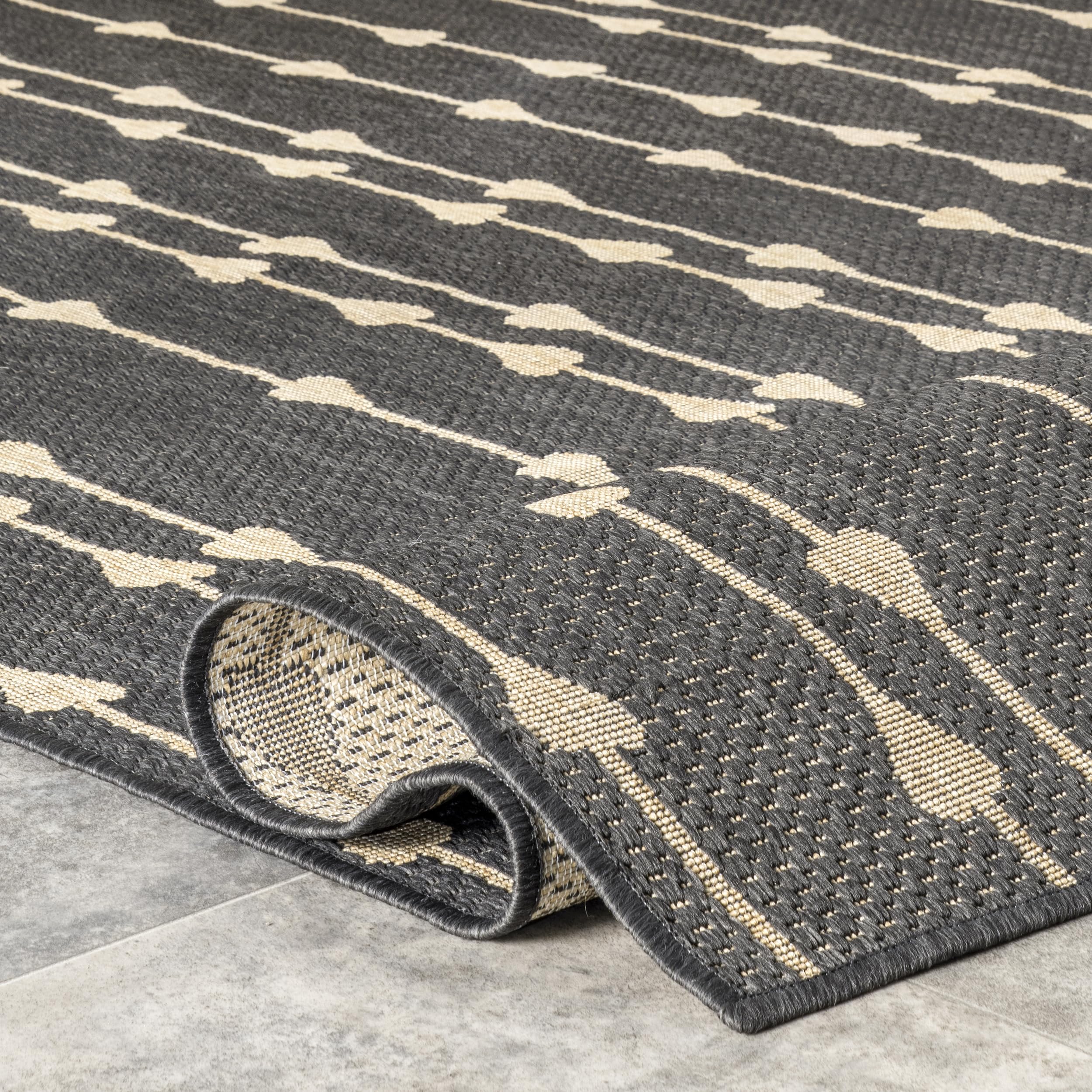 nuLOOM 4' x 6' Outdoor Performance Rug - Stain & Weather Resistant, Heavy Traffic Durable - Perfect for Patio, Balcony, Deck & Backyard - Kiernan Charcoal Grey - Ideal for Outdoor Entertaining & Relaxation