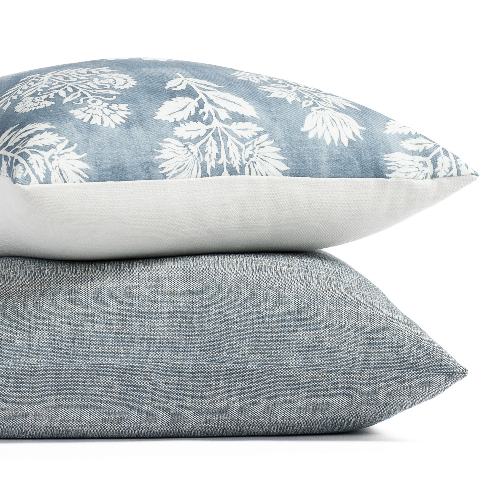 Perry 22x22 Inch Decorative Throw Pillow Cover - Soft Chambray Fabric for Couch, Bed, and Home Decor - Perfect for Living Room, Bedroom, and Dorm Styling