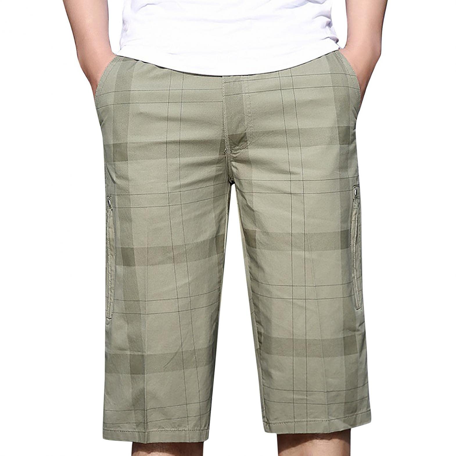 **Men's Cargo Shorts with Elastic Waist - Relaxed Fit, Multi-Pocket Outdoor Work Shorts for Hiking, Camping & Casual Wear**