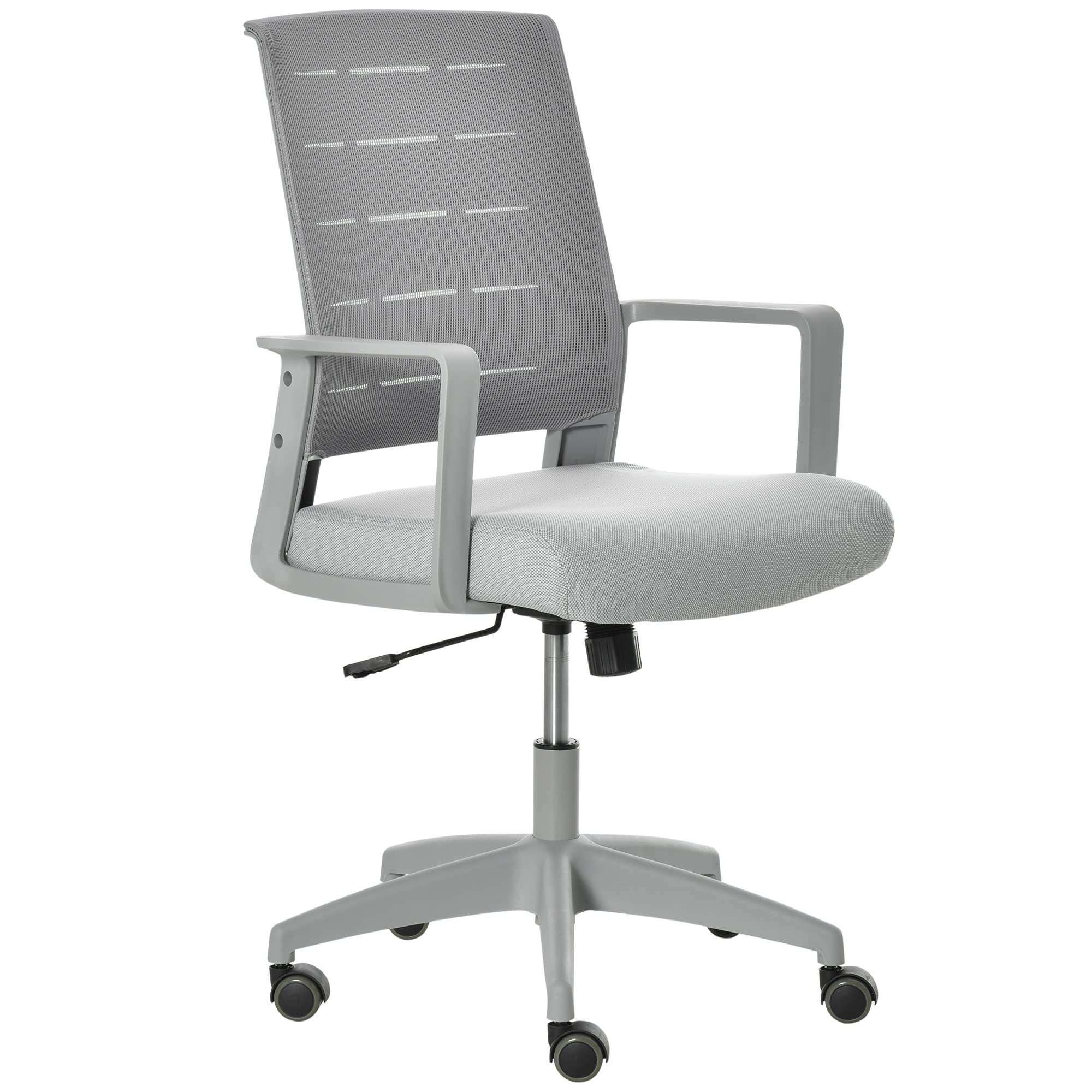 Vinsetto Ergonomic Mid-Back Home Office Chair with Adjustable Height & Lumbar Support - Comfortable Computer Desk Chair for Work from Home, Gaming & Study - Grey Mesh Task Chair