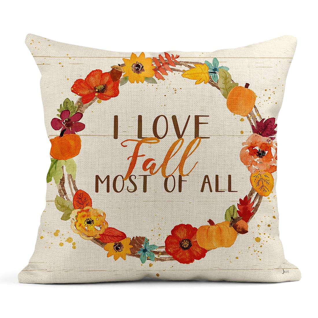 4 Pack Linen Throw Pillow Covers 20x20 Inch - Farmhouse Autumn Harvest Decor Square Cushion Covers for Sofa, Bed, Couch - Perfect for Fall Home Decor & Cozy Living Room Accents