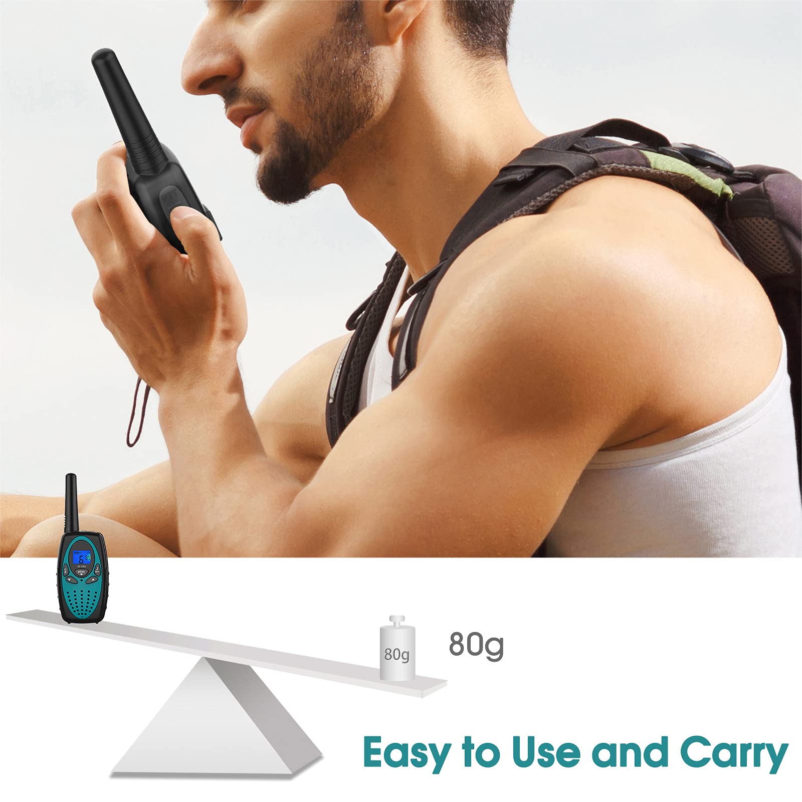 Long Range Walkie Talkies for Adults - M880 Two Way Radio with LCD Screen, Noise Cancelling, Waterproof & Durable for Outdoor, Hiking, Camping, Cruise Ship (Blue, Yellow, Green, Red, Orange) - Perfect for Family Adventures, Construction Sites & Emergency Communication