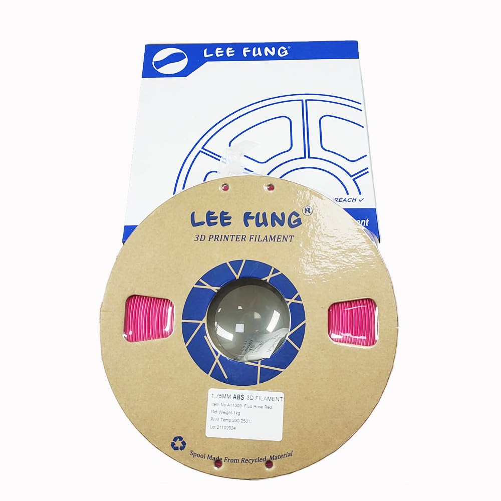 Premium ABS 3D Printer Filament 1.75mm - 1kg (2.2lbs) Spool, ±0.05mm Dimensional Accuracy, Fluorescent Rose Red - Ideal for 3D Printing, DIY Projects, Cosplay & Home Decor
