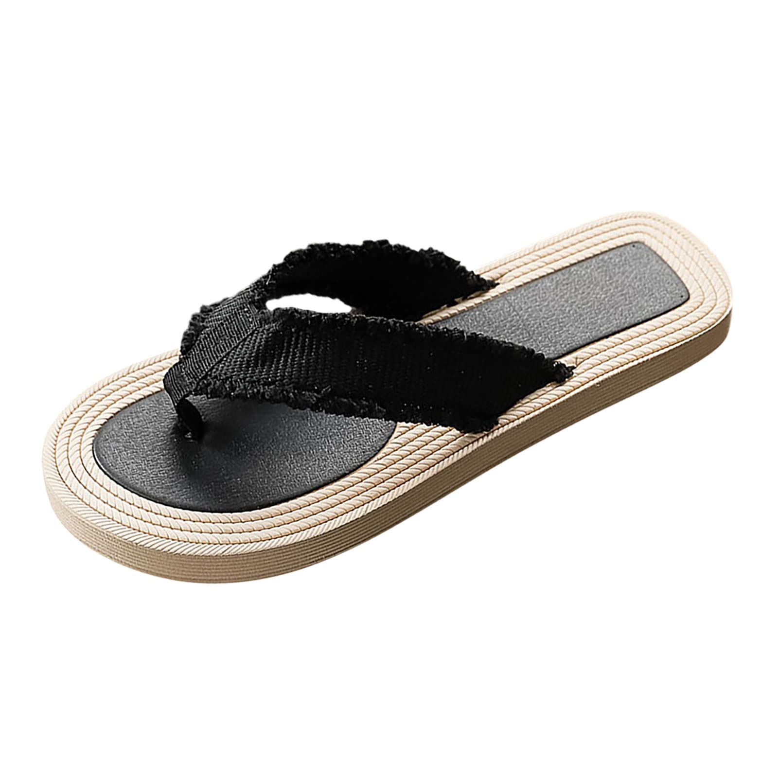 Women's Elastic Cute Sandals - Minimalist Flat Flip Flops for Beach & Summer