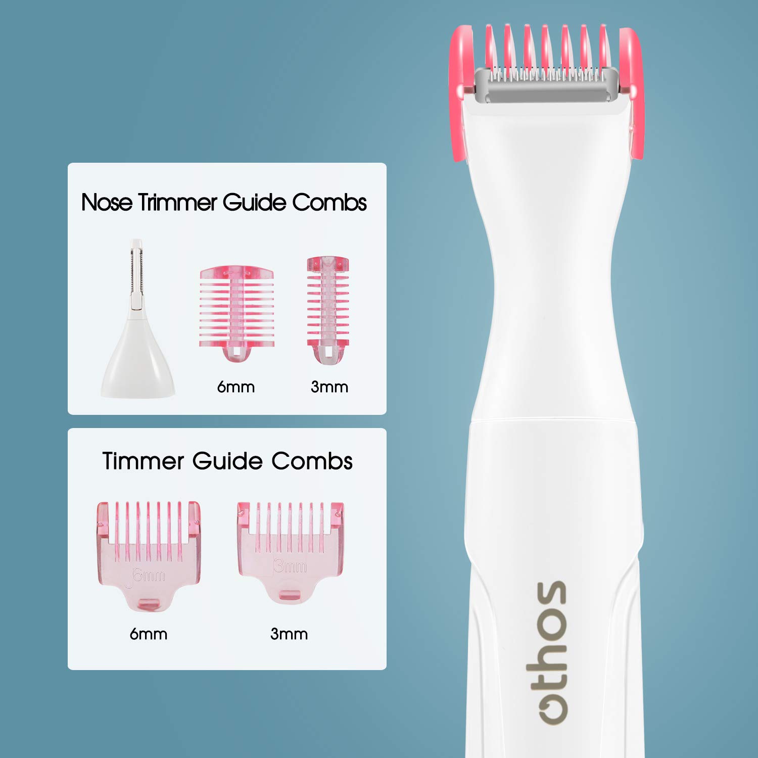 Othos All-in-One Electric Trimmer for Women - Bikini, Nose, Eyebrow Trimmer & Foil Shaver - Wet/Dry Use, Waterproof, AA Battery Included - Perfect for Travel, Home & Salon Grooming