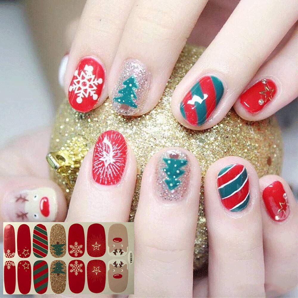 SILPECWEE 6 Sheets Christmas Nail Polish Strips - Self-Adhesive Gel Nail Wraps for Women, Easy DIY Manicure Stickers with Nail File - Perfect for Holiday Parties, Gifts & Home Nail Art