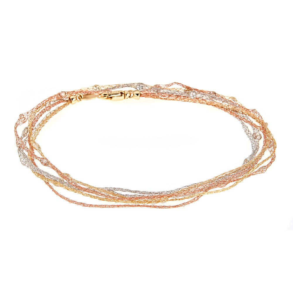 925 Sterling Silver Floating Gemstone Multi-Strand Bracelet for Women - Elegant 7.5